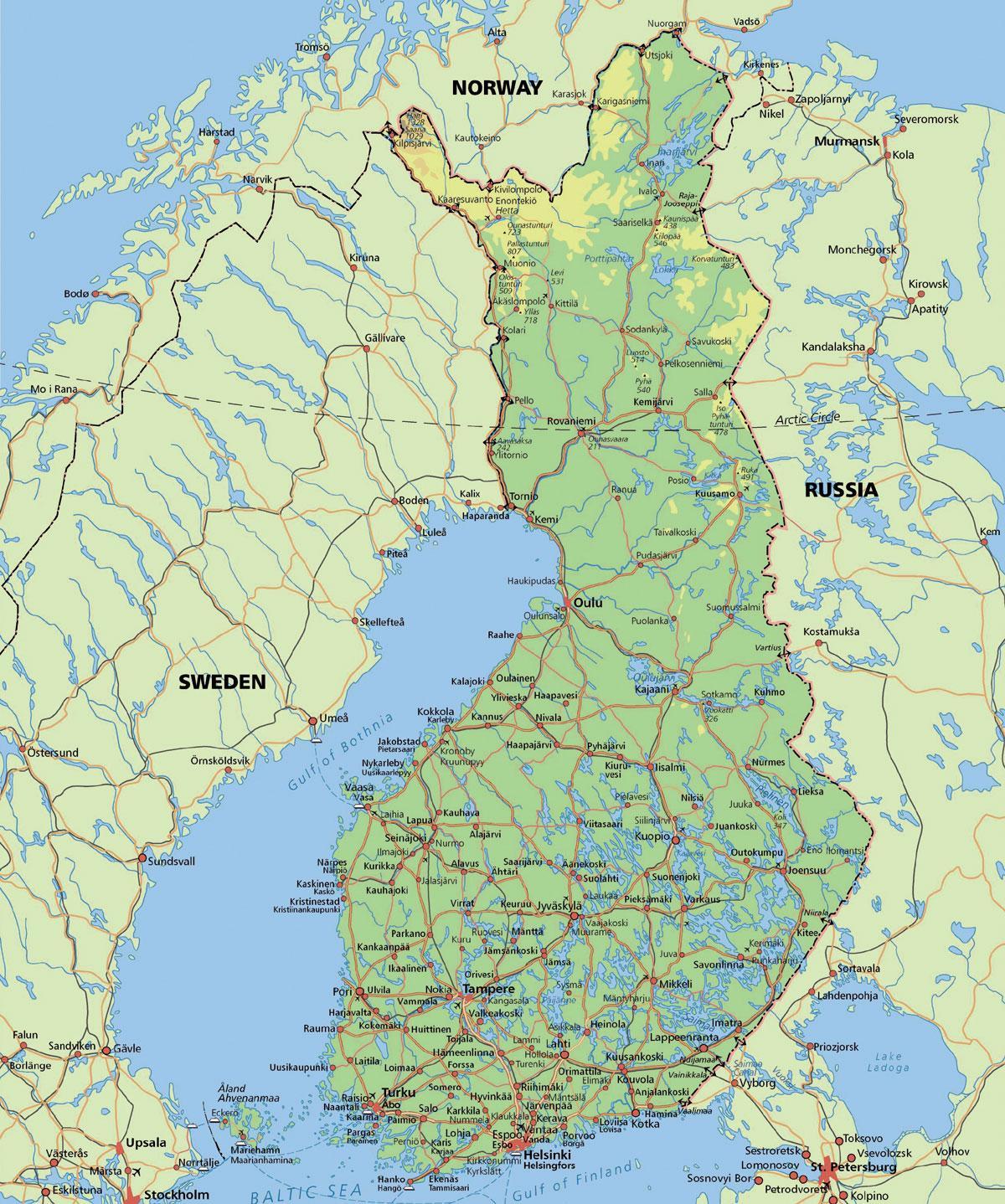 नक्शे के आर्कटिक सर्कल फिनलैंड