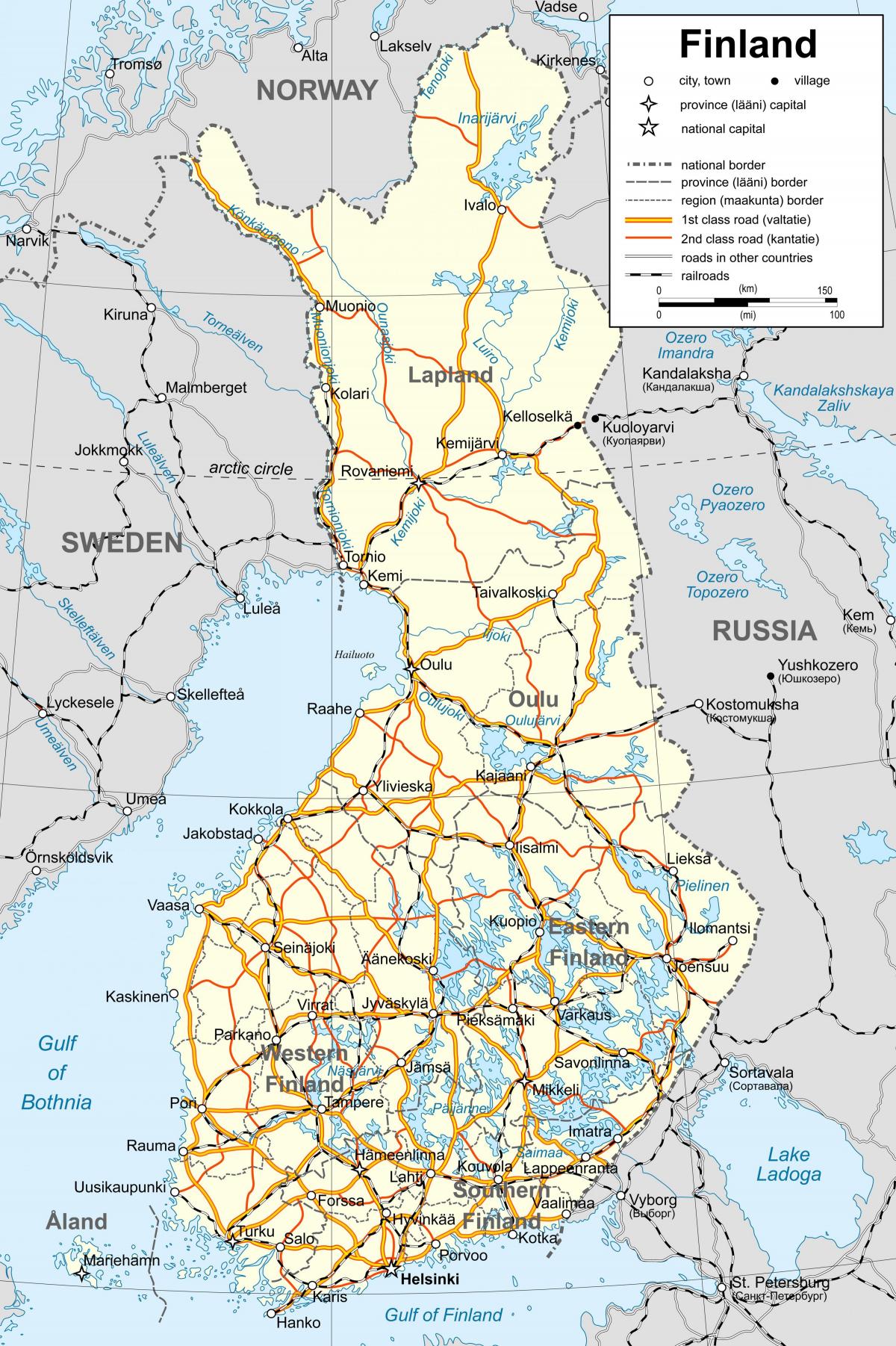 नक्शा फिनलैंड के राजनीतिक