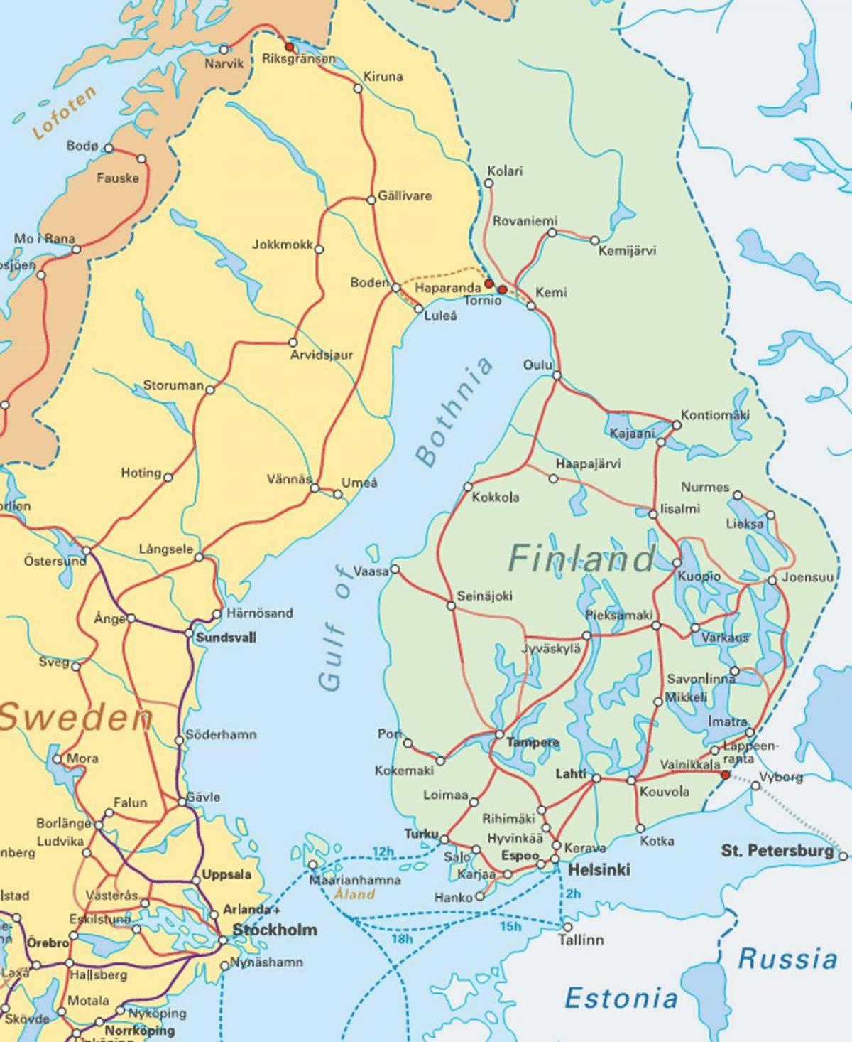 फिनलैंड ट्रेन का नक्शा