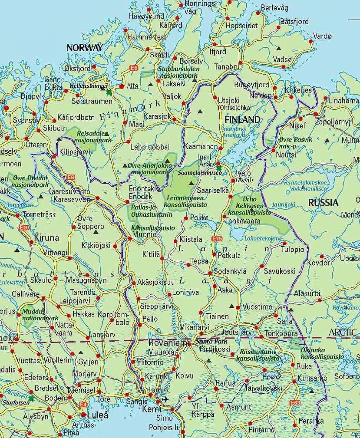 नक्शे के फिनलैंड और लैपलैंड